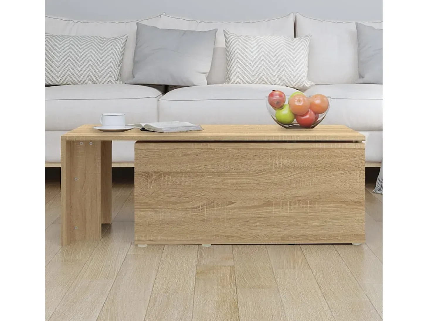 Mesa de centro madera contrachapada color roble 150x50x35 cm