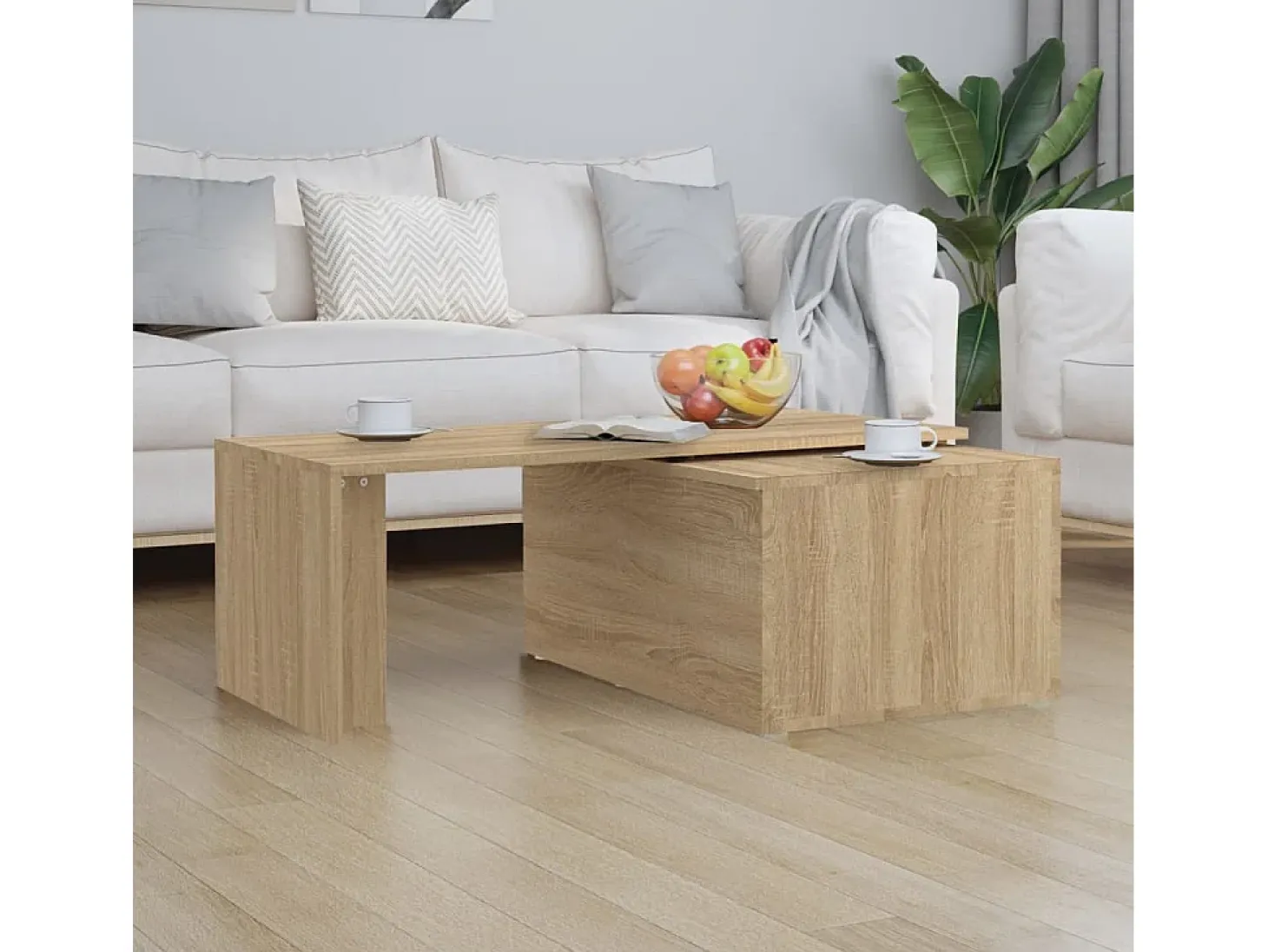 Mesa de centro madera contrachapada color roble 150x50x35 cm