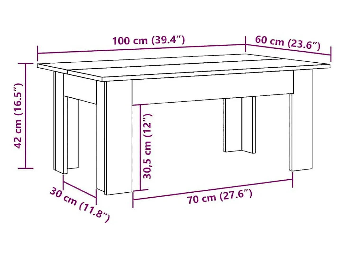 Mesa de centro madera contrachapada madera envejecida