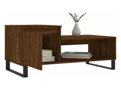 Mesa de centro madera contrachapada roble marrón 100x50x45 cm
