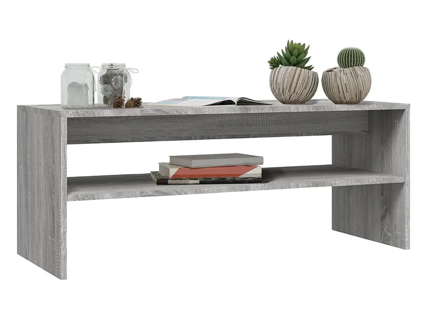 Mesa de centro madera contrachapada gris Sonoma 100x40x40 cm