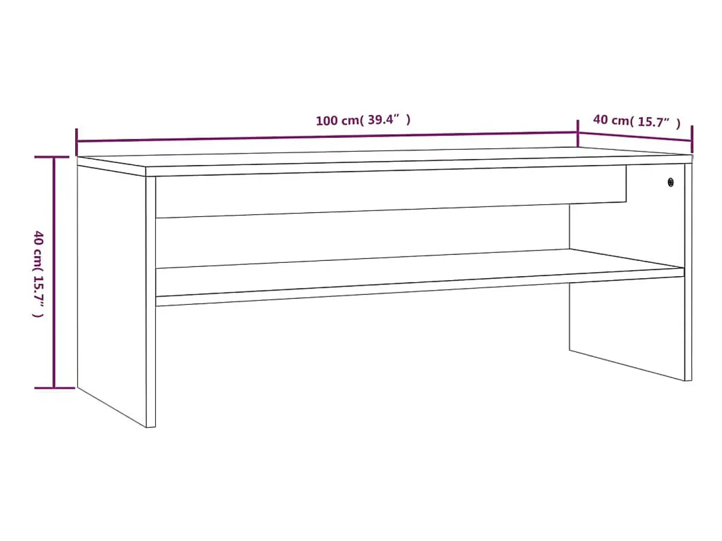 Mesa de centro madera contrachapada gris Sonoma 100x40x40 cm