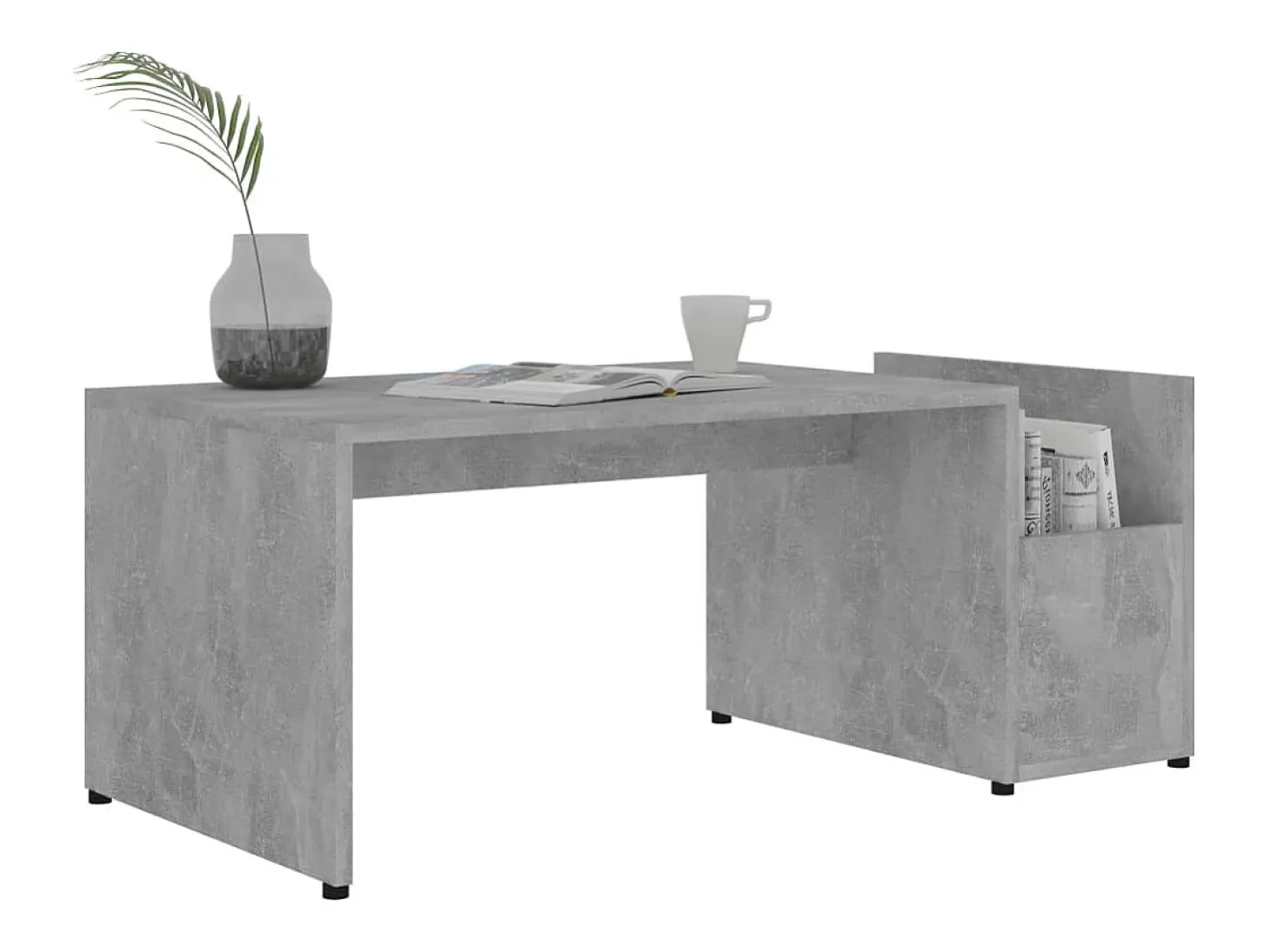 Mesa de centro madera contrachapada gris hormigón 90x45x35 cm