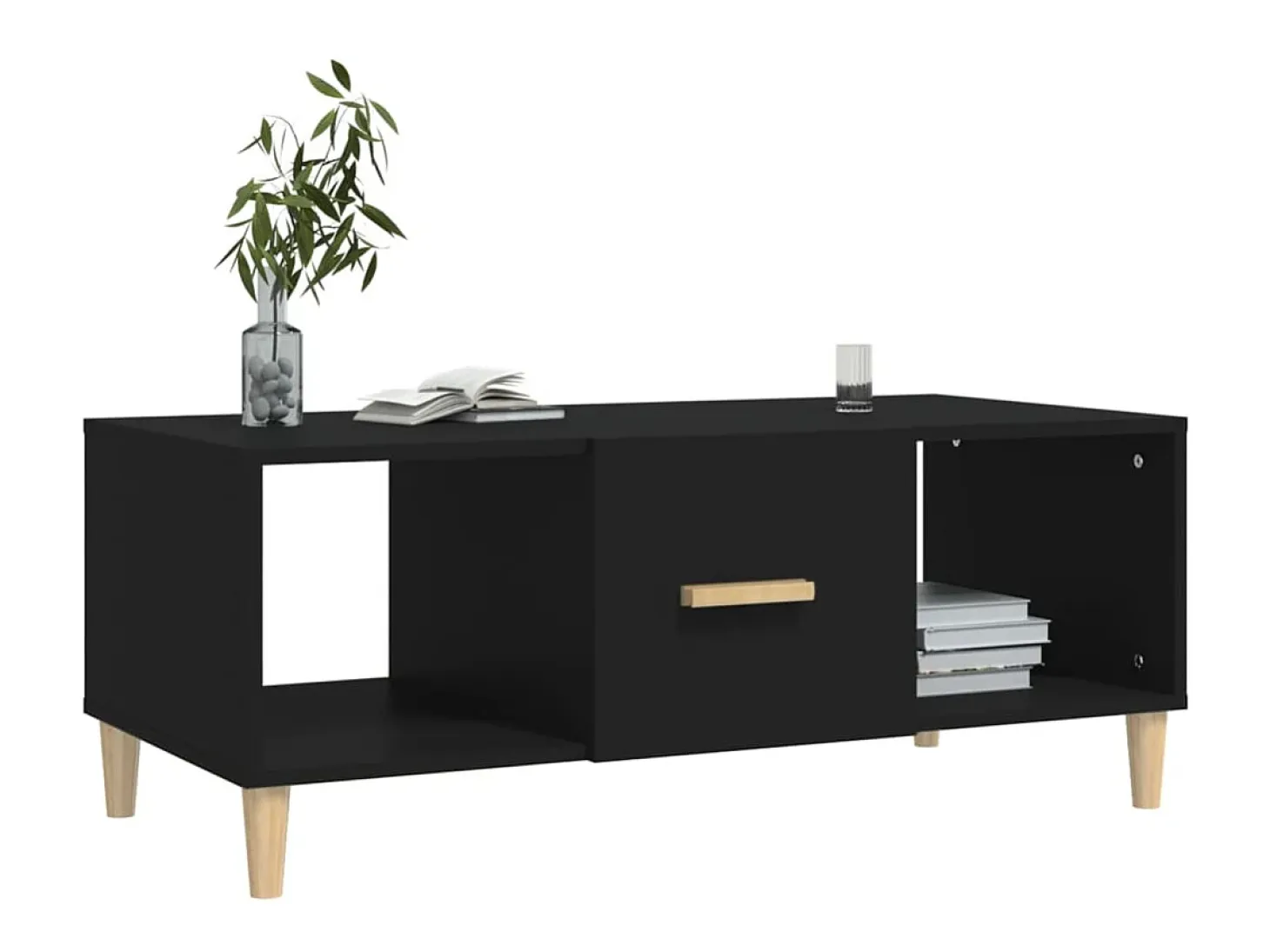 Mesa de centro madera contrachapada negro 102x50x40 cm