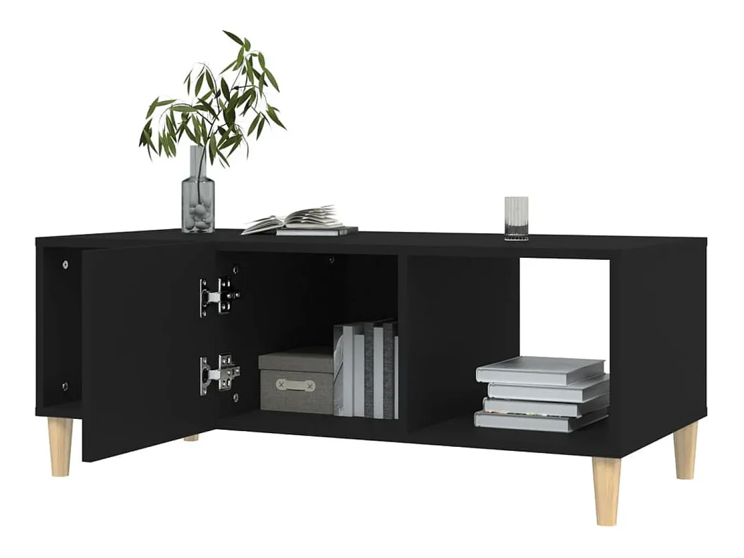 Mesa de centro madera contrachapada negro 102x50x40 cm