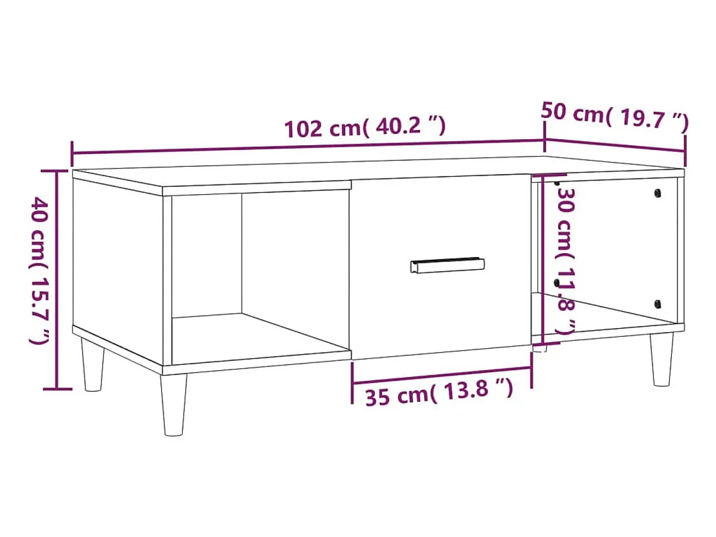 Mesa de centro madera contrachapada negro 102x50x40 cm