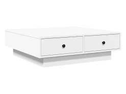 Mesa de centro madera contrachapada blanco 90x90x28 cm