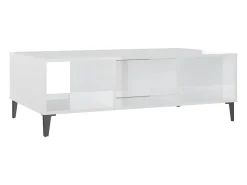 Mesa de centro madera contrachapada blanco brillo 103,5x60x35cm