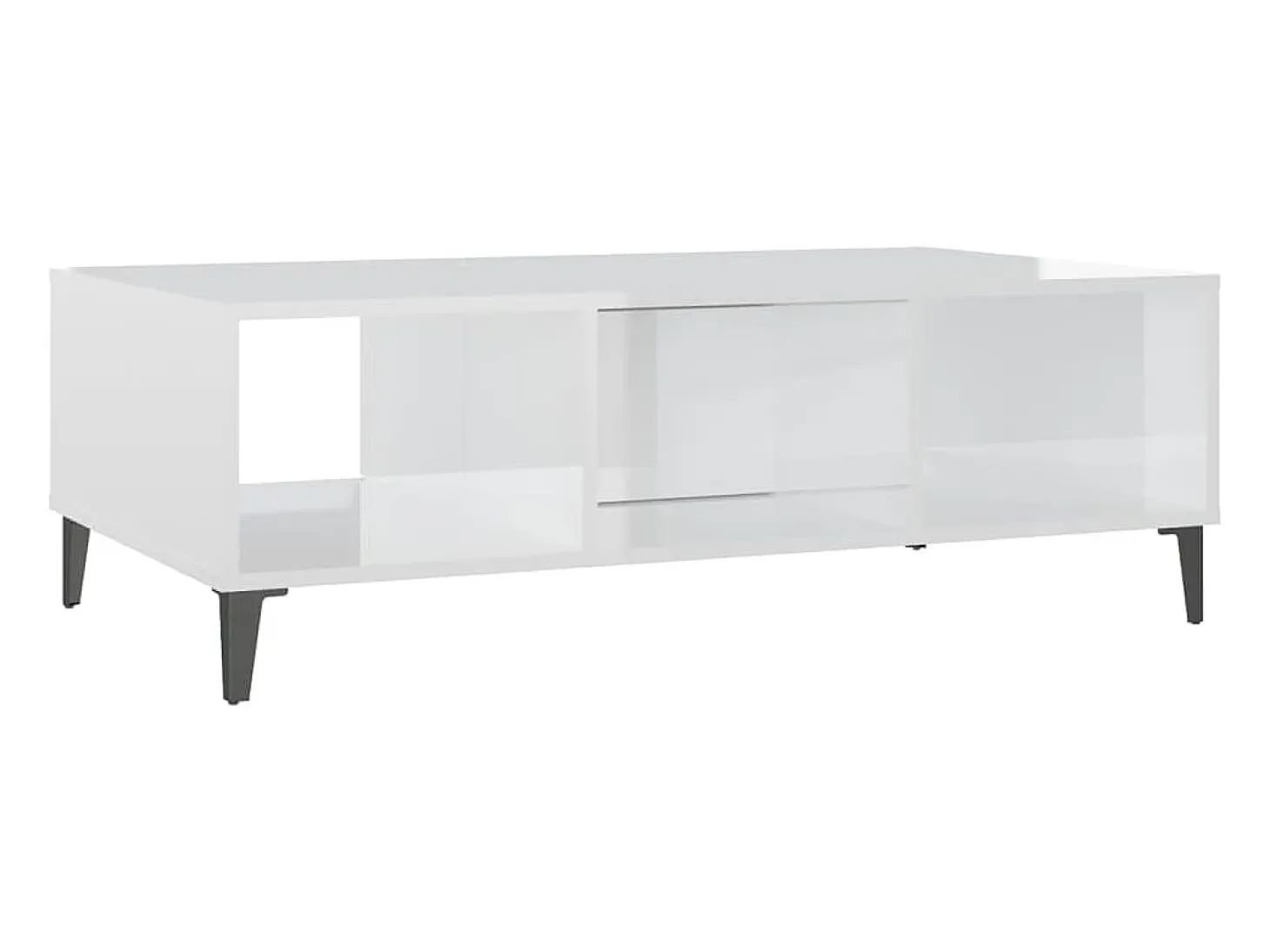 Mesa de centro madera contrachapada blanco brillo 103,5x60x35cm