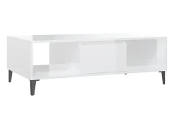 Mesa de centro madera contrachapada blanco brillo 103,5x60x35cm