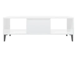 Mesa de centro madera contrachapada blanco brillo 103,5x60x35cm