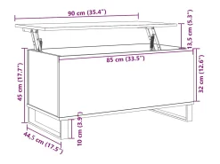 Mesa de centro madera contrachapada roble marrón 90x44,5x45 cm