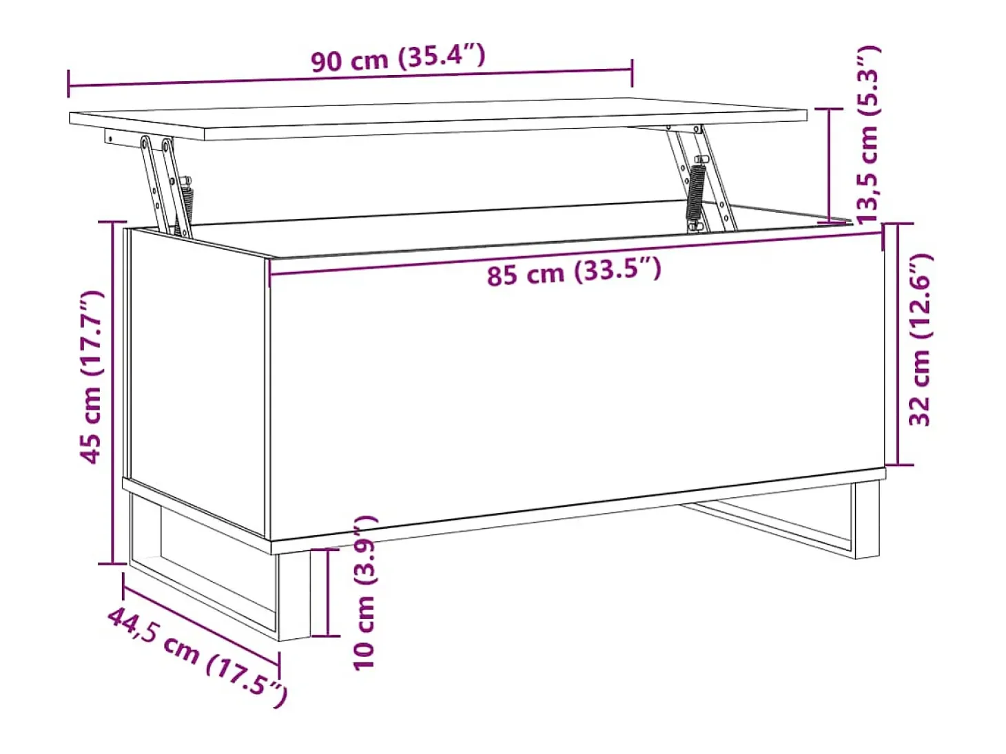 Mesa de centro madera contrachapada roble marrón 90x44,5x45 cm