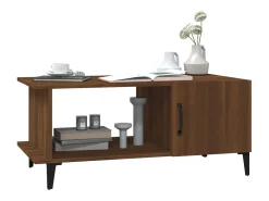 Mesa de centro madera contrachapada roble marrón 90x50x40 cm