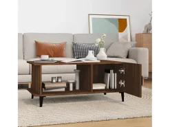Mesa de centro madera contrachapada roble marrón 90x50x40 cm