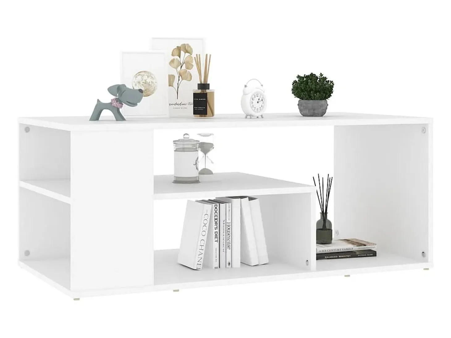 Mesa de centro madera contrachapada blanco 100x50x40 cm