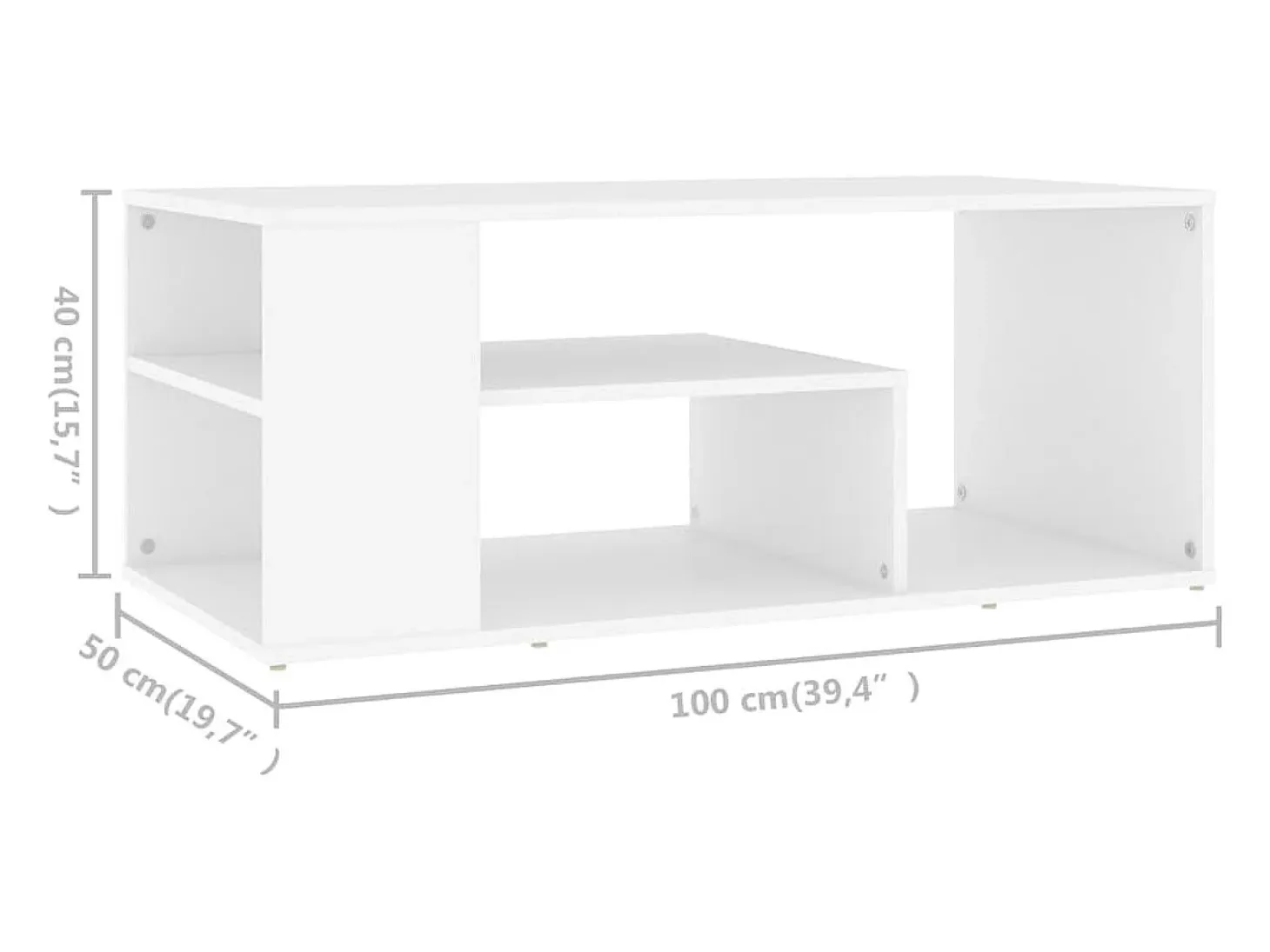 Mesa de centro madera contrachapada blanco 100x50x40 cm