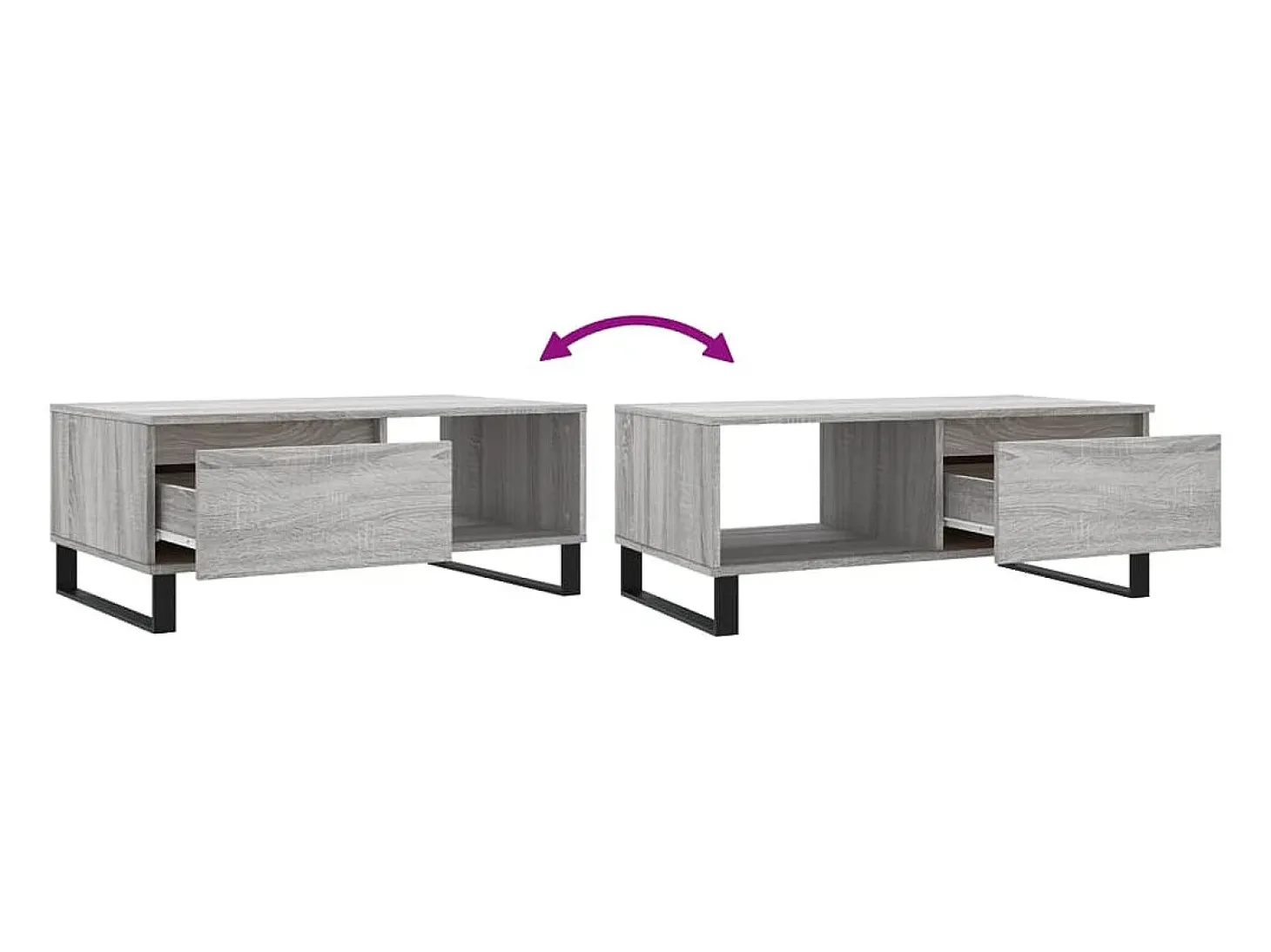Mesa de centro madera contrachapada gris Sonoma 90x50x36,5 cm