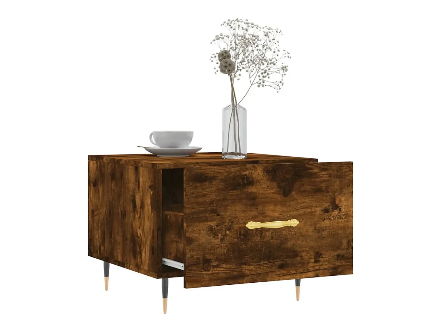Mesa de centro madera contrachapada roble ahumado 50x50x40 cm