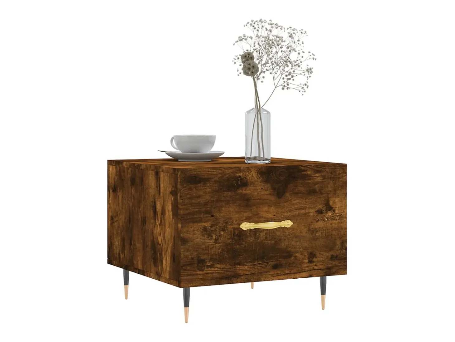 Mesa de centro madera contrachapada roble ahumado 50x50x40 cm