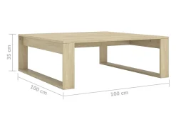 Mesa de centro madera contrachapada roble Sonoma 100x100x35 cm