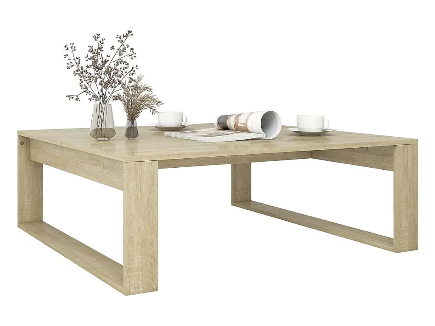 Mesa de centro madera contrachapada roble Sonoma 100x100x35 cm