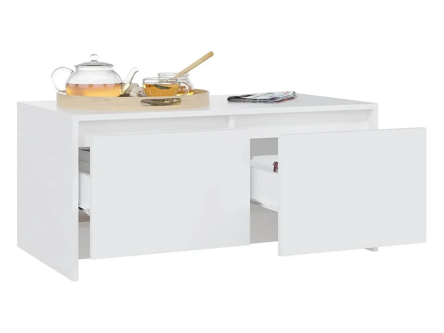 Mesa de centro madera contrachapada blanco 90x50x41,5 cm
