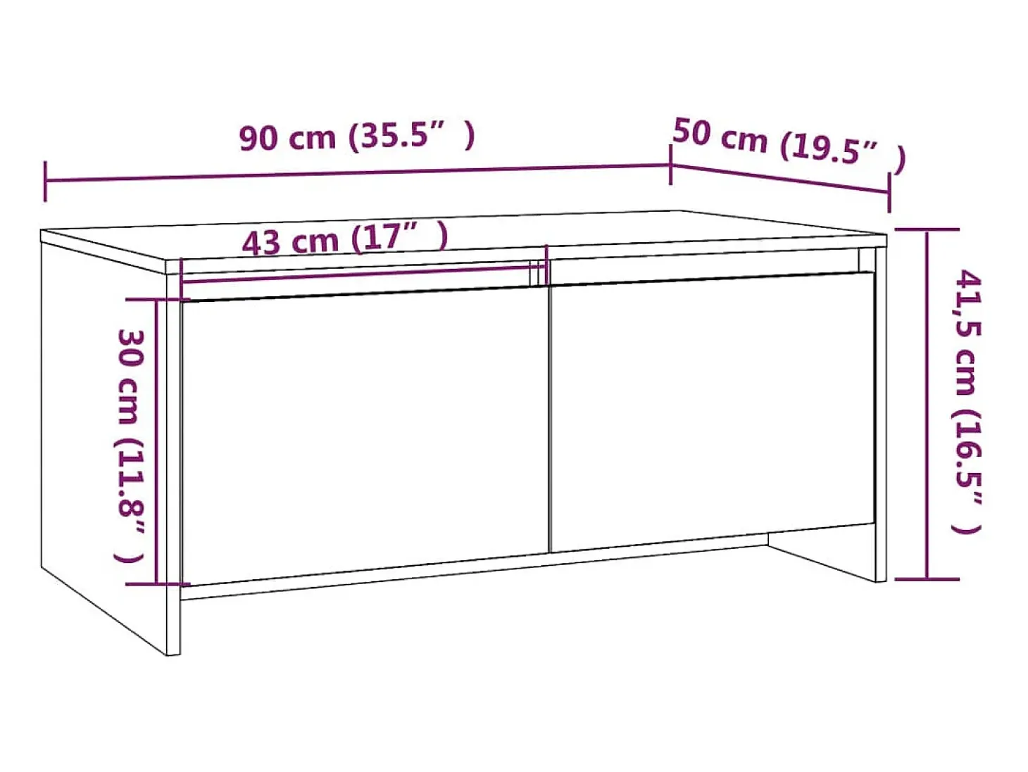 Mesa de centro madera contrachapada blanco 90x50x41,5 cm