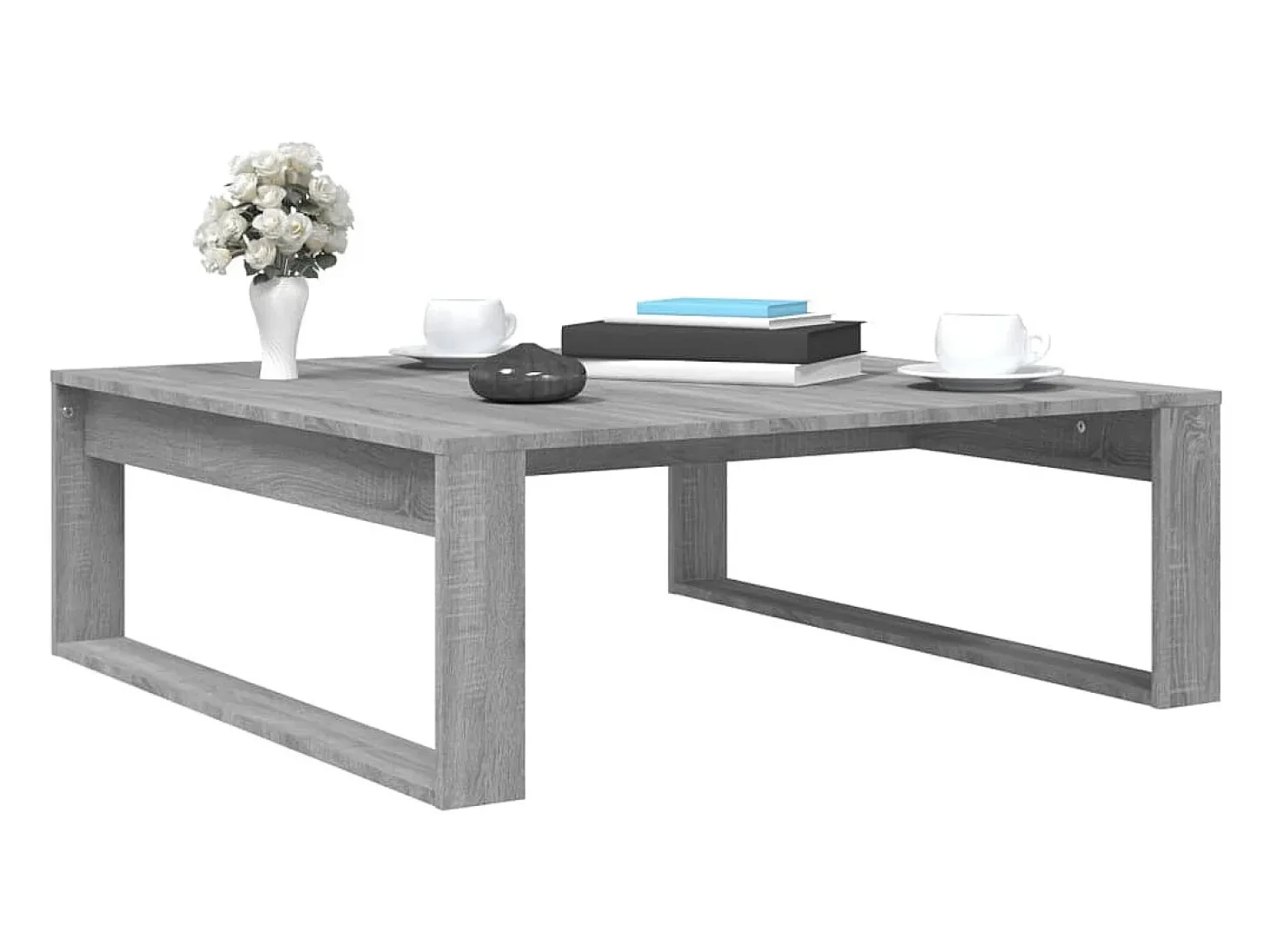 Mesa de centro madera contrachapada gris Sonoma 100x100x35 cm