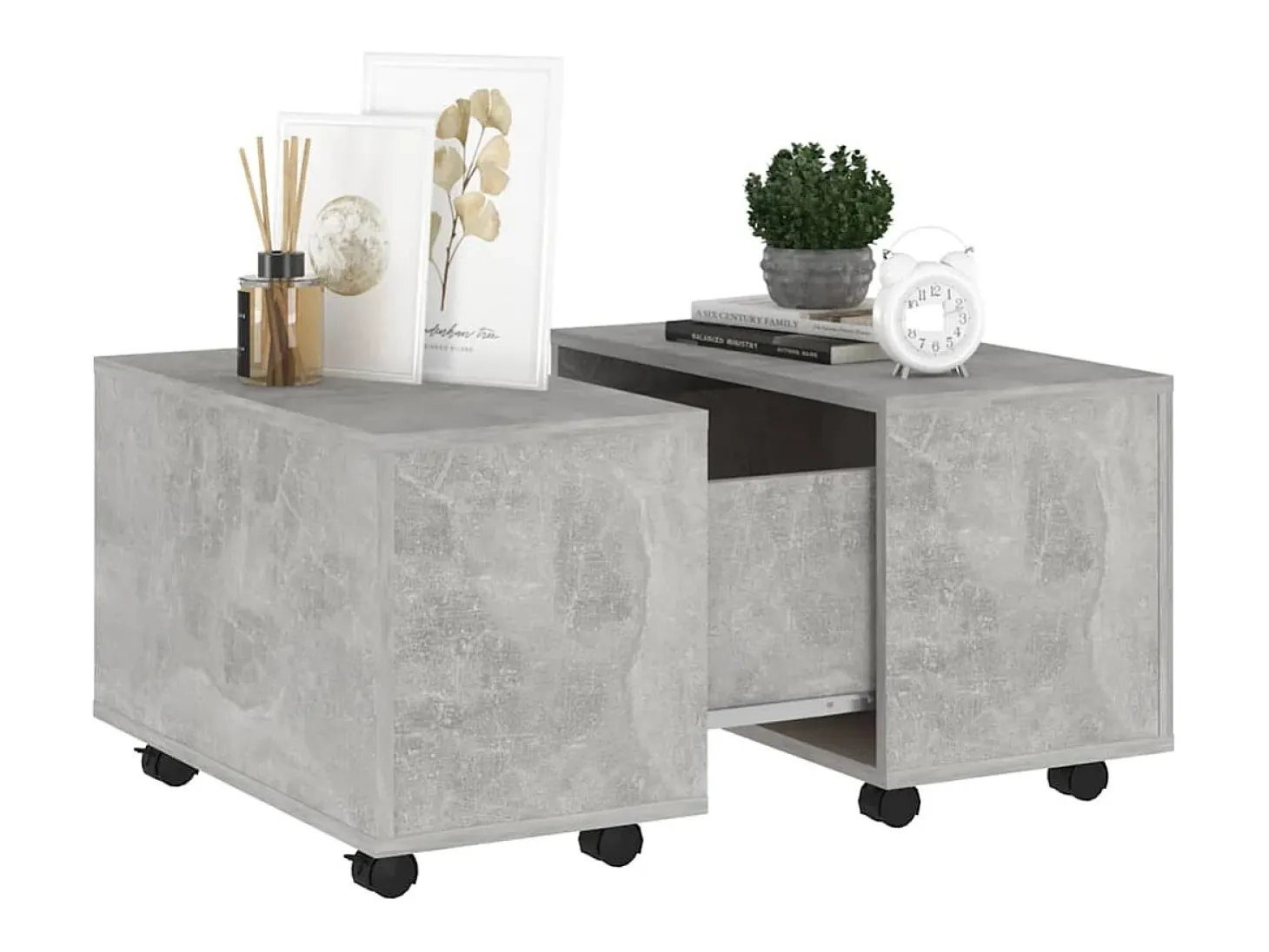 Mesa de centro madera contrachapada gris hormigón 60x60x38 cm