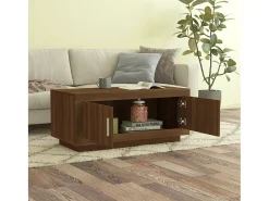 Mesa de centro madera contrachapada roble marrón 102x50x45 cm
