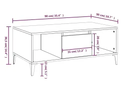 Mesa de centro madera contrachapada blanco 90x50x36,5 cm
