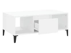 Mesa de centro madera contrachapada blanco 90x50x36,5 cm