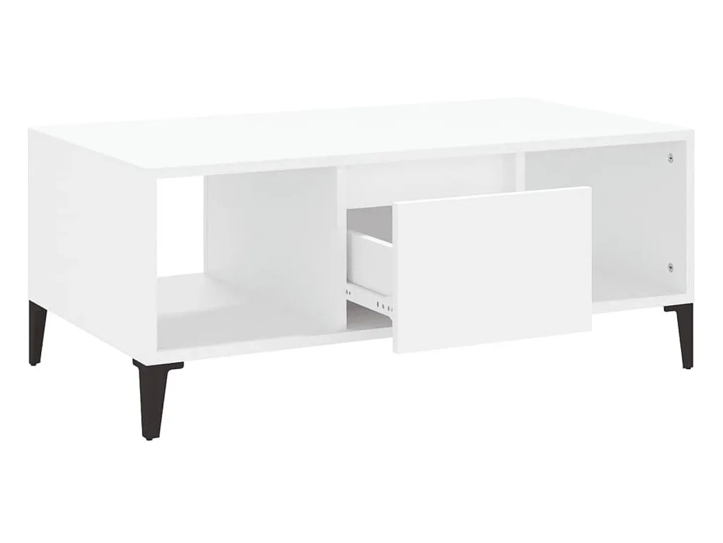 Mesa de centro madera contrachapada blanco 90x50x36,5 cm