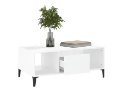 Mesa de centro madera contrachapada blanco 90x50x36,5 cm