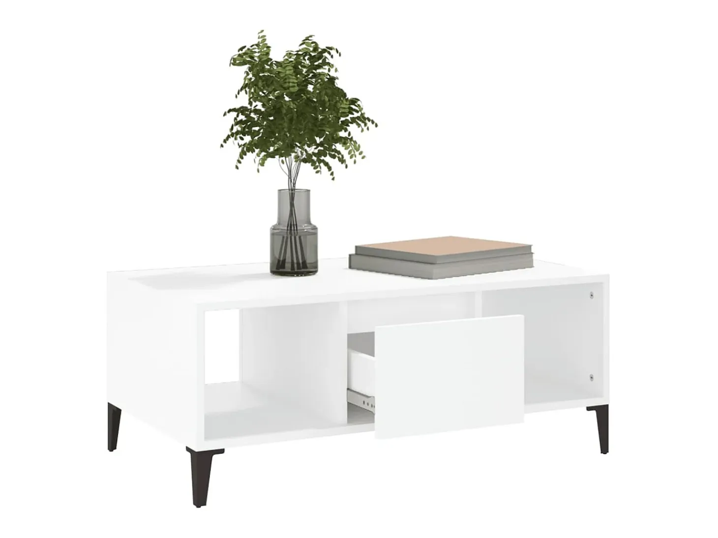 Mesa de centro madera contrachapada blanco 90x50x36,5 cm