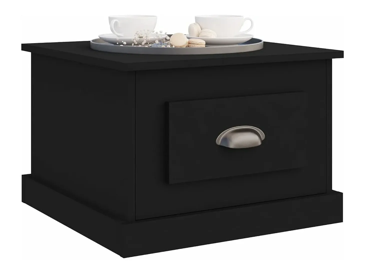 Mesa de centro madera contrachapada negra 50x50x35 cm