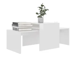 Mesa de centro madera contrachapada blanco brillo 100x48x40 cm