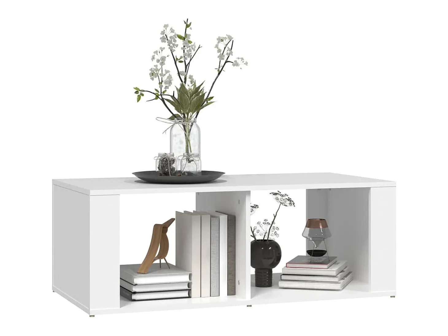 Mesa de centro madera contrachapada blanco 100x50x36 cm