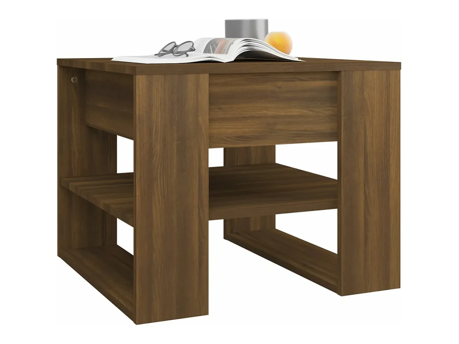 Mesa de centro madera contrachapada roble marrón 55,5x55x45 cm