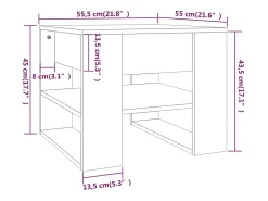 Mesa de centro madera contrachapada roble marrón 55,5x55x45 cm