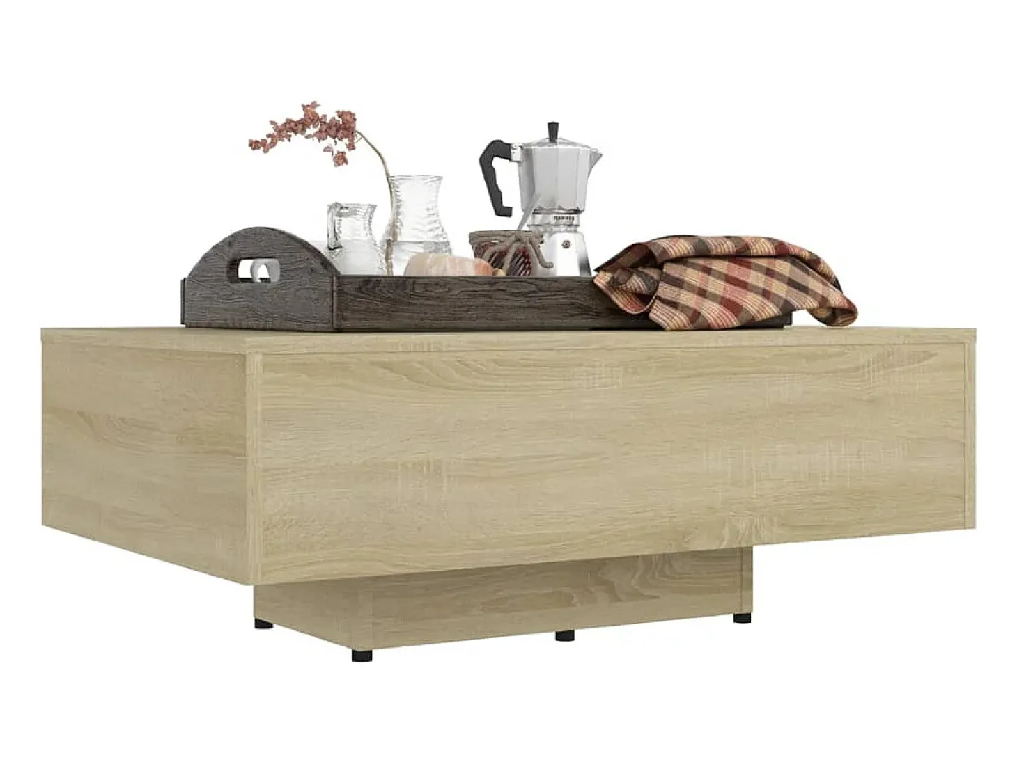 Mesa de centro madera contrachapada color roble 85x55x31 cm
