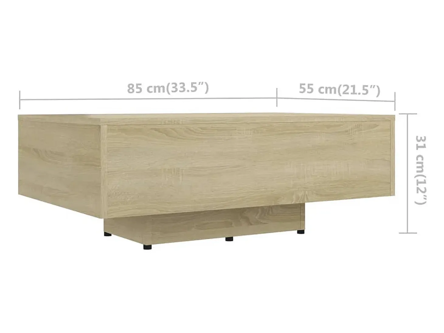 Mesa de centro madera contrachapada color roble 85x55x31 cm