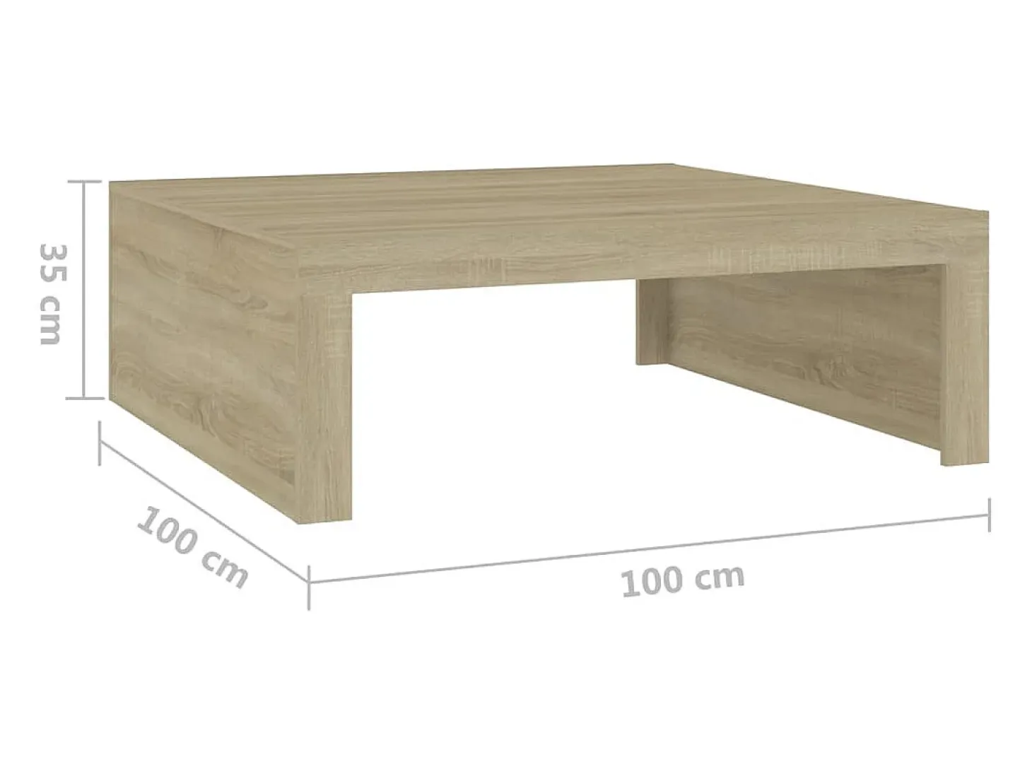 Mesa de centro madera contrachapada roble Sonoma 100x100x35 cm