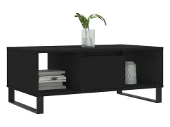 Mesa de centro madera contrachapada negro 90x50x36,5 cm
