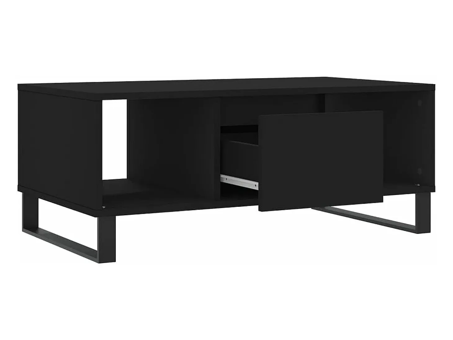 Mesa de centro madera contrachapada negro 90x50x36,5 cm