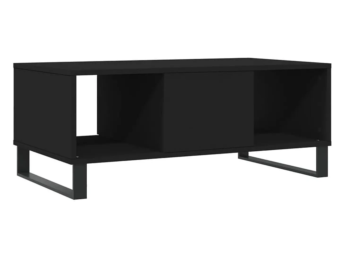 Mesa de centro madera contrachapada negro 90x50x36,5 cm