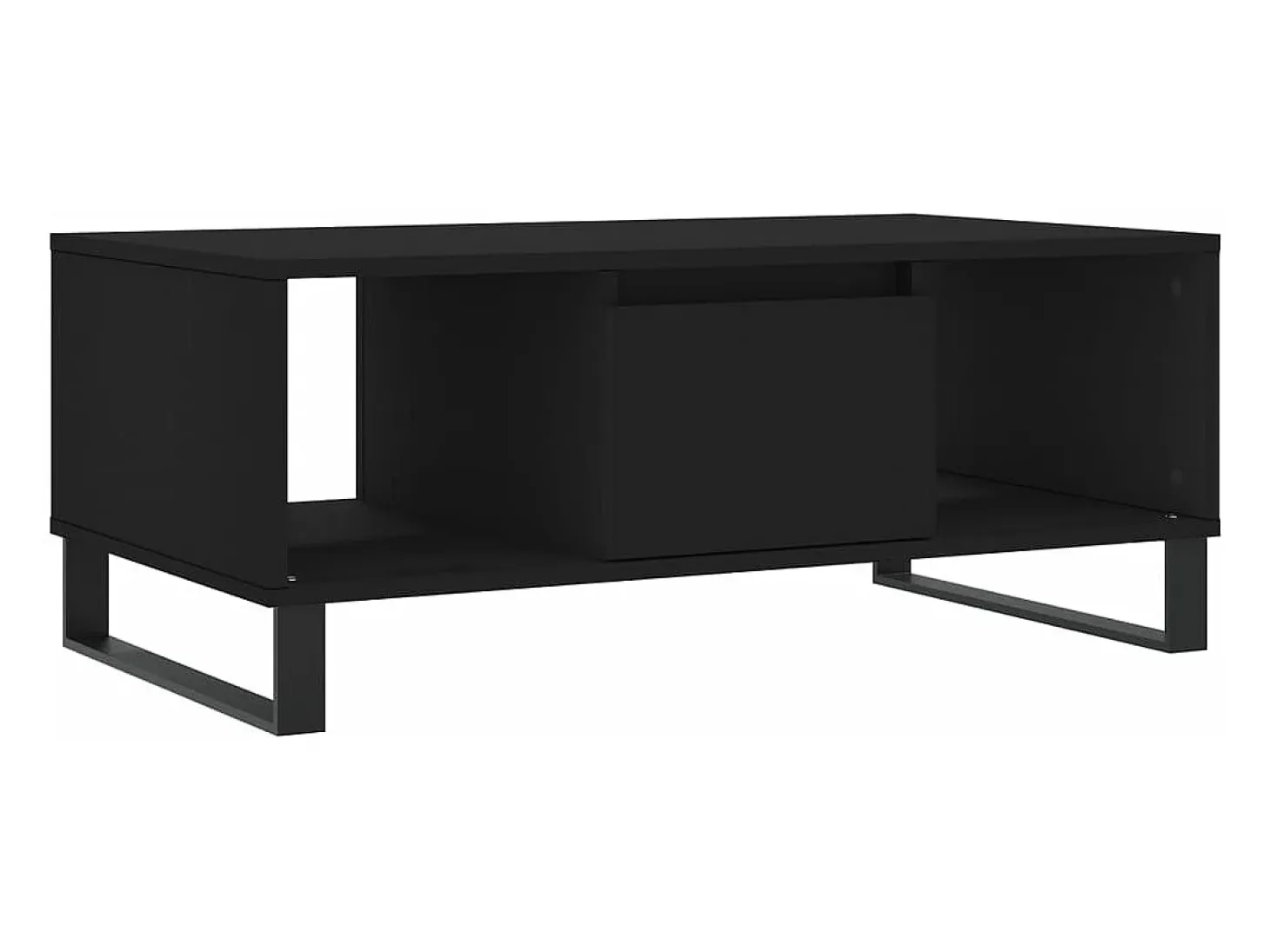 Mesa de centro madera contrachapada negro 90x50x36,5 cm