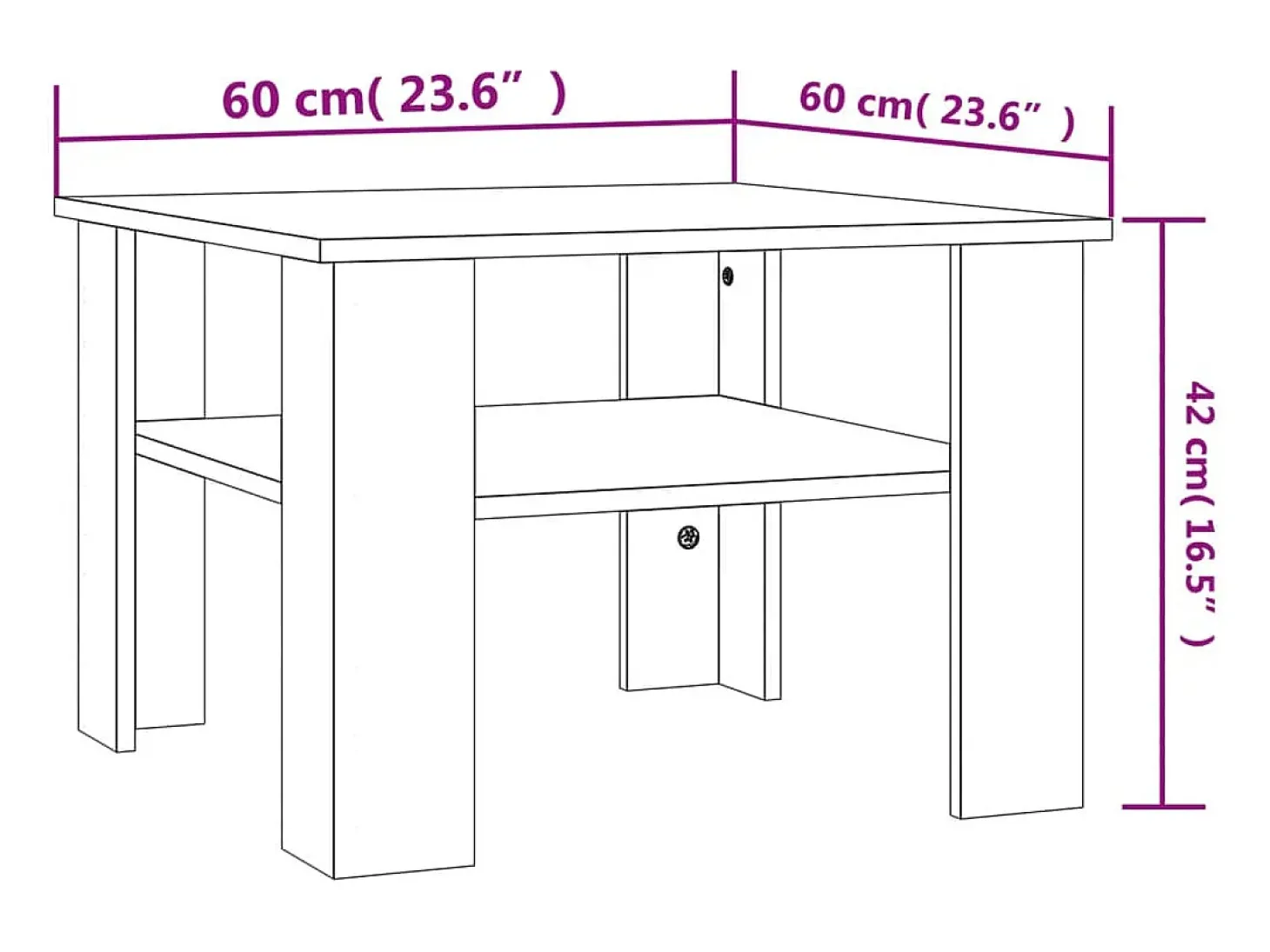 Mesa de centro madera contrachapada roble Sonoma 60x60x42 cm