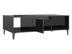 Mesa de centro madera contrachapada negro brillo 103,5x60x35cm